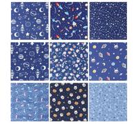 PACKOVE 9 Piezas Tela de Patchwork de Bricolaje Pieza de Tela Algodón Azul Estampado de Dibujos Animados y Hacer Manteles para Amantes del DIY