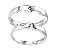 PACKOVE Anillo Ajustable Grabado Luna Diseño Abierto Unisex para Novios Elegante Regalo Romántico