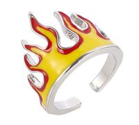 PACKOVE Anillo de Fuego Abierto Ajustable para Hombre y Mujer, Anillo Decorativo de Metal Antioxidante, Estilo Hip Hop y Punk, Joyería de Dedo Acabado Pulido para Uso Diario