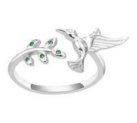 PACKOVE Anillo Diseño de Colibrí y Hojas Obsequio Especial de Plata Ligero y Cómodo Abierto para Uso Diario para Mujer