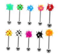 PACKOVE Anillos Para Lengua 10 Unidades De Silicona Diseño Fuego y Barbell Para Decoración En Fiestas y Uso Cómodo