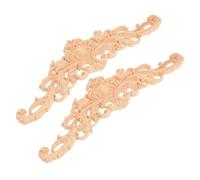PACKOVE Apliques de Madera Maciza Tallada 30x8 Cm para Decoración de Muebles, Gabinetes y Aparadores, 2 Piezas de Bricolaje Estilo Floral, Calcomanías Decorativas para Hogar