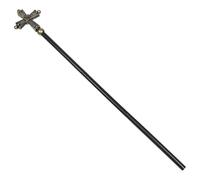 PACKOVE Báculo de Cruz Papal Romano 114 CM Accesorio de Vestuario Religioso Plateado Efecto Envejecido para Disfraz de Mago y Cosplay de Halloween en Fiestas y Juegos de rol