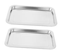 PACKOVE Bandeja De Acero Inoxidable De 2 Piezas Bandeja Para Tatuajes Bandeja Para Placas Bandejas De Metal Bandejas De Metal Para Servir Placas De Acero Inoxidable Para