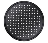PACKOVE Bandeja Perforada Redonda para Hornear Pizza de Acero al Carbono Negro Diseño de Orificios, Antiadherente y Resistente para Cocina y Hogar