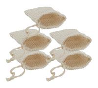 PACKOVE Bolsa de Jabón de Baño de Algodón y Lino Rápido Espumado con Diseño de Malla y Cordón para Colgar Paquete de 5 Piezas Beige para Ducha y Almacenamiento
