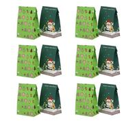 PACKOVE Bolsa de Papel Kraft para Navidad Set de 12 Bolsas 6 Verdes 6 Diseño de Ancianos Adecuado para Dulces y Regalos Navideños Tamaño Pequeño para Galletas y Manualidades