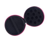 PACKOVE Bolsa para Aceites Esenciales Redonda 12 Rejillas 1-2 Ml Piel Sintética Portátil Antideslizante Viaje Almacenamiento Rosa Fucsia