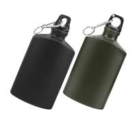PACKOVE Botella de Agua Portátil 500 Ml con Diseño a Prueba de Fugas y Gancho Ligera y Plana de Aleación de Aluminio Pack de 2 Piezas Adecuado para Cámping y Entrenamiento al Aire Libre
