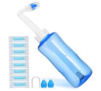 PACKOVE Botella De Enjuague Nasal Exprimible De 500 Ml Con Válvula Automática y Sobres De Enjuague Con Sal, Sistema De Descarga Para Limpieza Nasal Efectiva Adultos y Uso Diario