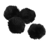 PACKOVE Broche de Pompones Esponjosos Negros 8 Cm, Decoración Desmontable de Bolas de Imitación de Pelo, Accesorios para Ropa, Sombreros y Manualidades, Set de 4 Unidades para Mujer