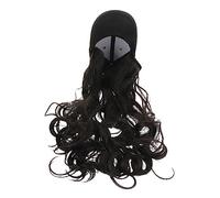 PACKOVE Cabello largo y rizado sobre la gorra ola Marrón extensión peluca de pelo ondulado extensiones de cabello Peluca rizada gorra de peluca de pelo Alambre de alta temperatura Negro