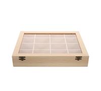 PACKOVE Caja Expositora de Madera y Acrílico Adecuado para Coleccionistas Profesionales y Aficionados para con 16 Compartimentos para Organizar y Proteger Colecciones de Rocas y Minerales