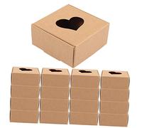 PACKOVE Cajas De Jabón De Papel Kraft 65x65x30 Mm 20 Unidades Caja De Obsequio Ventana Corazón Cartón Reciclable Para Fiesta Cumpleaños Boda Usos Variados
