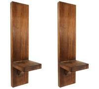 PACKOVE Candelabros de Pared Rústicos de Madera Reciclada, Par de Portavelas Vintage para Decoración de Hogar, Sala y Dormitorio, Soporte para Velas Votivas en Acabado Envejecido