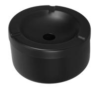 PACKOVE Cenicero de Acero Inoxidable Resistente al Viento con Tapa, 12 Cm, Color Negro, Portátil para Exterior, Mesa de Patio, Oficina y Viajes