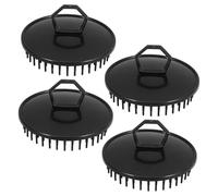 PACKOVE Cepillo Masajeador De Cuero Cabelludo Para Ducha 4 Unidades Redondo Negro Exfoliante Capilar Masaje Relajante Anticaspa Para Cabello Sensible
