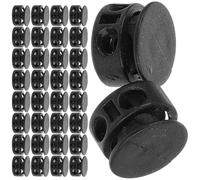 PACKOVE Cierres de Cordón Resorte Negro para Fiesta Verano, 100 Piezas de Plástico y Metal, Fácil Instalación y Ajuste para Cordones en Productos DIY y Sudaderas