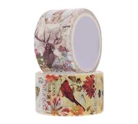 PACKOVE Cintas Washi Adhesivas Vintage 25mm X 5m, 2 Rollos Diseño de Sellos y Pegatinas para Diario, Decoración DIY para Manualidades, Álbumes y Cuadernos, Adecuado para Amantes Sellos