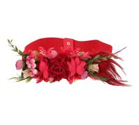 PACKOVE CinturóN De Cintura Rojo Con Flores Simuladas Para Mujer Banda EláStica Decorativa De 28.93X3.14 Pulgadas Ideal Para Bodas Fiesta Y Accesorios De Moda