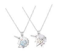 PACKOVE Collar Colgante de Unicornio Hueco Luminoso, Cadena Ajustable, para Niñas, Collares de Medallón Que Brilla Oscuridad, Diseño DIY Desmontable, Colores Azul-verde y Amarillo-verde