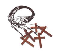 PACKOVE Collar de Cruz Cristiana de Madera Natural Hecho a Mano, Juego de 5 Unidades, Colgante Religioso Ajustable Cordón, Joyería Espiritual Unisex para Oración y Uso Diario