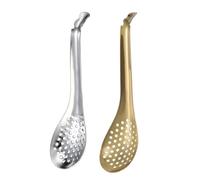 PACKOVE Cuchara Coladora de Acero Inoxidable 304, Set 2 Piezas (plateado y Dorado), Colador de Alimentos Fritos para Cocina Doméstica, Mango Resistente al Calor y Diseño Ergonómico