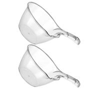 PACKOVE Cucharones de Agua de Cocina y Baño de Plástico Gris, Mango Largo Ergonómico, Tamaño Grande, Set de 2 Piezas, Pala para Recoger Agua y Lavar Verduras en Hogar y Restaurante