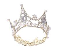 PACKOVE Diadema de flores de perlas novia coronas de tiara de princesa de estilo barroco diadema de boda tiara enjoyada barroca venda nupcial aleación
