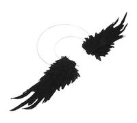 PACKOVE Diadema de Halo Luna y Alas de Ángel en Color Negro Accesorio Ligero y Artesanal para Mujer Banda Cabello Adecuado para Disfraces Renacentistas Carnaval y Halloween