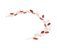 PACKOVE Diadema De Perlas Artificiales Para Boda Tocado De Novia De Rojo Decoración Exquisita Pelo La Recepción De Bodas