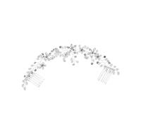 PACKOVE Diadema Nupcial Artesanal con Perlas y Cristales Doble Peine para Seguro Accesorio Ligero para Peinados para Bodas y Novias Elegante