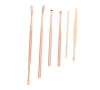 PACKOVE Eliminador de Cerumen Portátil de Acero Inoxidable Dorado 6 Cucharas en Espiral para Limpieza Diaria y Uso en Viajes