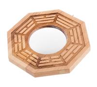 PACKOVE Espejo Adorno Colgante de Pared de Madera para Feng Shui Bagua Convexo Marrón Instalación Fácil, Adecuado para Hogar y Ambiente Clásico