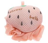 PACKOVE Esponja De Ducha Exfoliante De Malla Grande Rosa Forma De Fresa, Bola De Baño Corporal Doble Cara, Puff Para Baño y Exfoliación, Embalaje Individual, Limpieza Corporal y Espuma