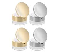 PACKOVE Estuche de Viaje Portátil para Polvos Sueltos 6 G, Caja Vacía Recargable de Plástico con Tapa Hermética y Borlas, 4 Piezas (plata X2, Dorado X2, Borlas X4) para Maquillaje