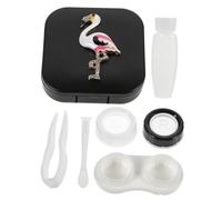 PACKOVE Estuche para Lentes De Contacto Temática De Flamencos Soporte Cosmético para Lentes De Contacto Pequeño Estuche Portátil para De para Viajes y Organización para Mujeres