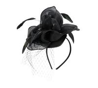 PACKOVE Fascinador Diadema con Flores y Malla Negra Tocado Elegante para Bodas Fiestas de Té y Banquetes Accesorio Clásico para Eventos y Promesas