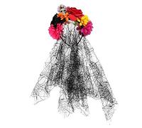 PACKOVE Fiesta Dia De Muertos Tocado Velo De Halloween Diadema Día De Los Muertos Diadema Halloween Rosa Cráneo Diadema Fantasma Novia Velo Para Disfraz Cosplay Disfraz De Halloween