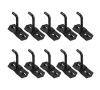 PACKOVE Ganchos de Pared para Tablero Perforado Agujeros Cuadrados, 10 Piezas en Hierro Negro, Instalación Fácil para Colgar Herramientas y Exhibición en Garaje o Tienda