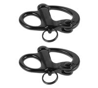 PACKOVE Grillete Marino de Resorte Fijo de Acero Inoxidable 69mm Negro, 2 Piezas, Gancho Giratorio a Presión, Herrajes para Navegación y Amarre en Vela y Pesca