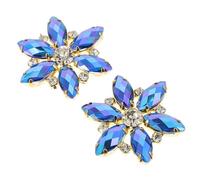 PACKOVE Hebillas De Zapatos De Cristal Flor De Gemas De Imitación, Clip Decorativo Desmontable, Tamaño 3x3 Cm, Color Azul Profundo Ab, Accesorio Para Zapatos Elegantes De Mujer
