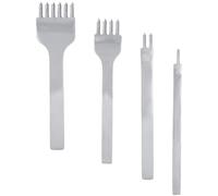PACKOVE Herramienta Perforadora de Cuero de Acero 4 Piezas, Punzones para Costura y Manualidades Diy, 1, 2, 4 y 6 Dientes, Tamaño 5 Mm, Adecuado para Artesanía en Cuero