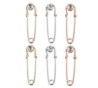 PACKOVE Imperdibles para Ropa 6 Piezas Oro Rosa y Blanco K Broches para Cintura Gemas de Imitación Accesorios Decorativos para Vestidos y Fijar Prendas Ideales para Uso Diario y