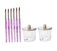 PACKOVE Juego de 10 Piezas de Pinceles para Uñas con Tapa de Vidrio y Acrílico Pinceles de Manicura Herramientas para de Uñas Accesorios para Salón y Personal