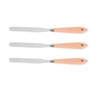 PACKOVE Juego de 3 Espátulas para Mezclar Pintura Mango de Madera y Cuchilla de Acero Inoxidable, Aplicación Suave y Diseño Ergonómico para Técnicas de Pintura y Gouache