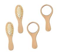 PACKOVE Juego De Peines y Espejos Portátiles 4 Piezas Tamaño Compacto Madera Para Mujer Uso Diario Viaje Kit De Cepillos Espejo Cosmético