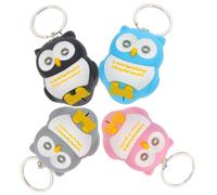 PACKOVE Llaveros de Búho Luz y Sonido, 4 Piezas en Colores Negro, Gris, Azul y Rosa, Llavero de Plástico Decorativo para Coche, Bolso y Obsequio Divertido para Viajeros