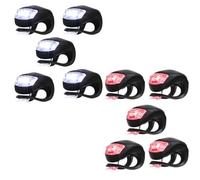 PACKOVE Luces de Seguridad para Bicicleta 10 Piezas, Set Silicona Negra Luz Clara y Roja, Resistentes al Agua para Ciclismo de Montaña y Uso Exterior Nocturno