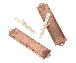 PACKOVE Mezuzá Tradicional Israelí de Metal Rojo Antiguo 132 Mm con Pergamino Kosher, Artesanía Religiosa para Decoración y Bendición del Hogar, Juego 2 Piezas para Puerta y Inauguración